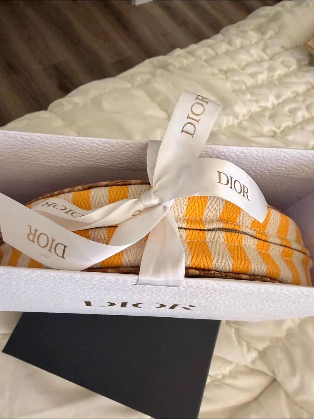Dior Woven Half-Moon Cosmetic Pouch - Brown & White